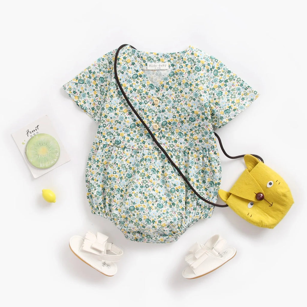 Sanlutoz Newborn Flowers Baby Girls Bodysuits Cotton Baby Bodysuit Short Sleeve Summer Infant Clothing Princess