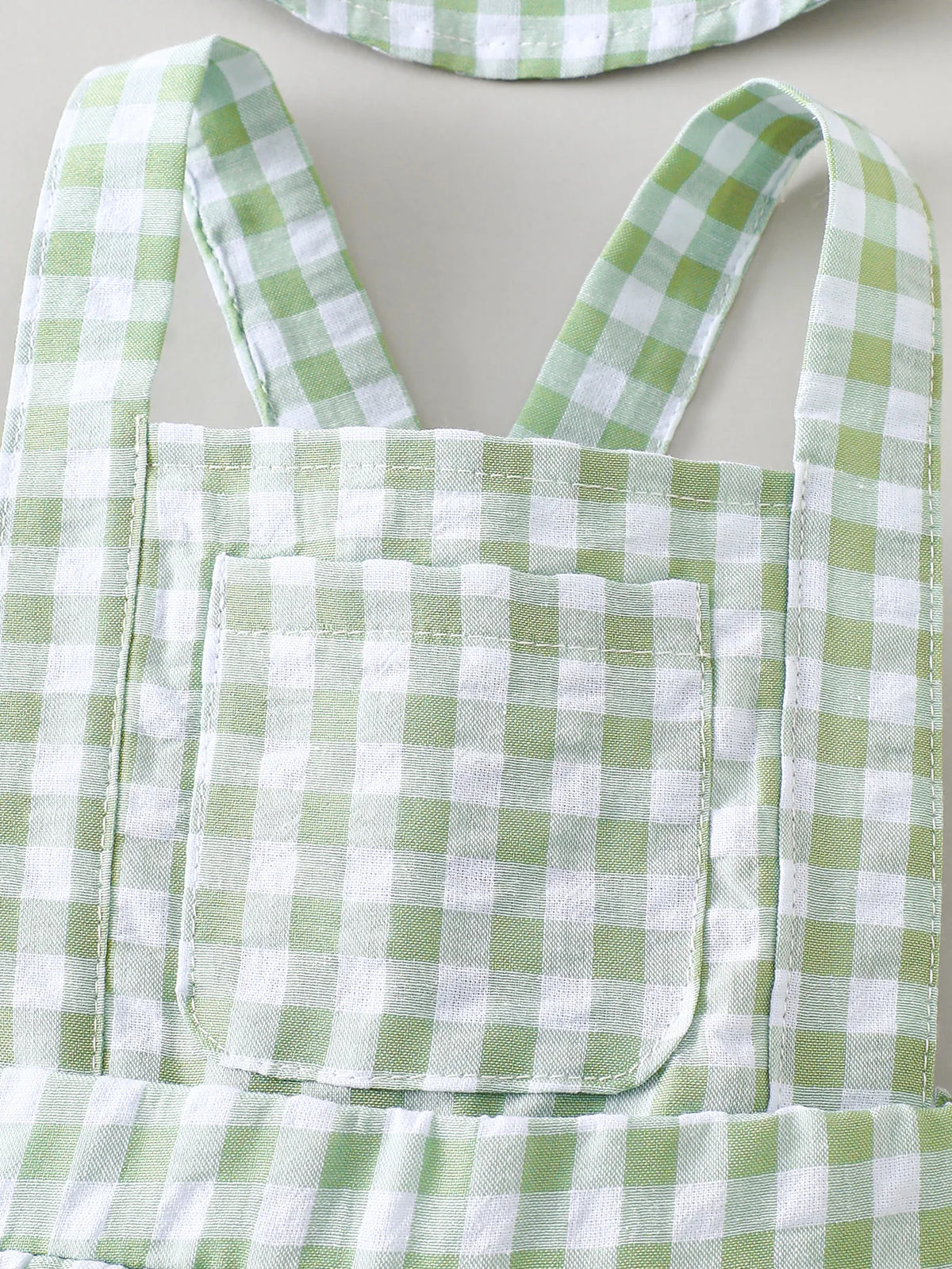 Baby Plaid Suspender Shorts and Sun Hat Set, Breathable and Cute for Outdoor Play in Summer, Comfortable and Stylish