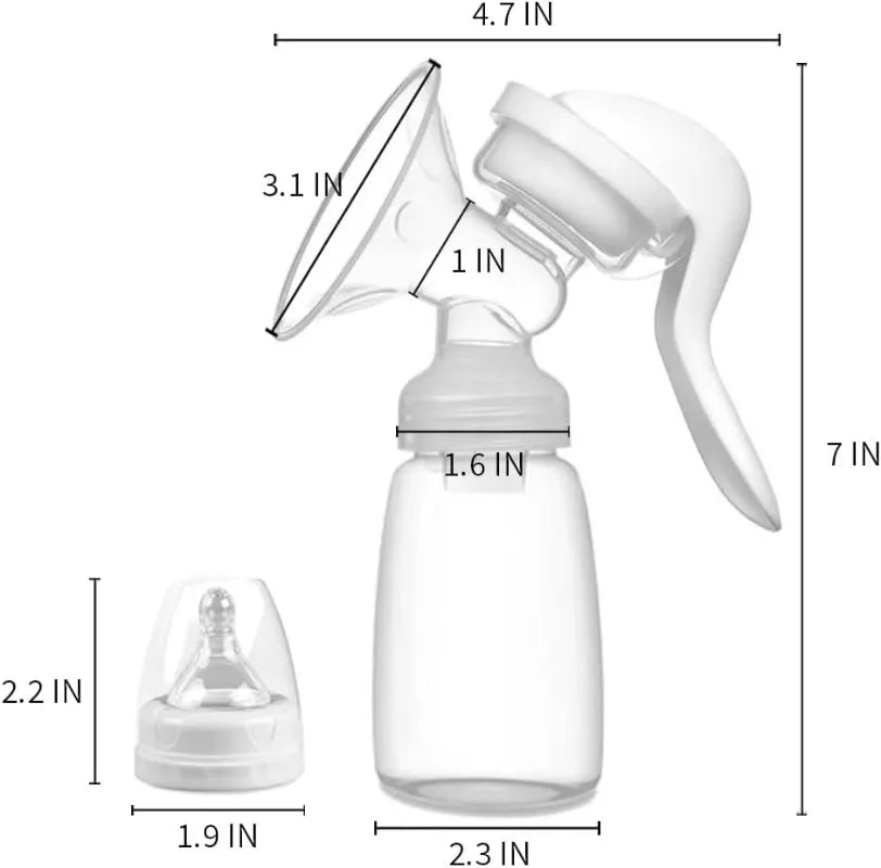 Portable Manual Breast Pump with Painless Breast Soak Silicone Flange 150ml 3 Level Adjustable Pressure Breastfeeding Pumps