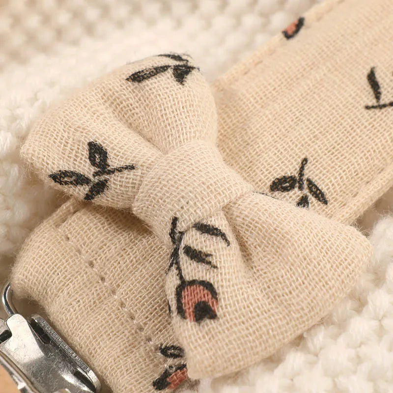 4Pcs Cotton Bow Pacifier Clip for Girls Bow Pacifier Clip Baby Pacifier Clip Chain Trendy Cloth Pacifier Holder Teether Toy