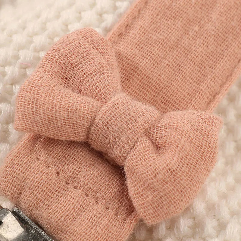 4Pcs Cotton Bow Pacifier Clip for Girls Bow Pacifier Clip Baby Pacifier Clip Chain Trendy Cloth Pacifier Holder Teether Toy