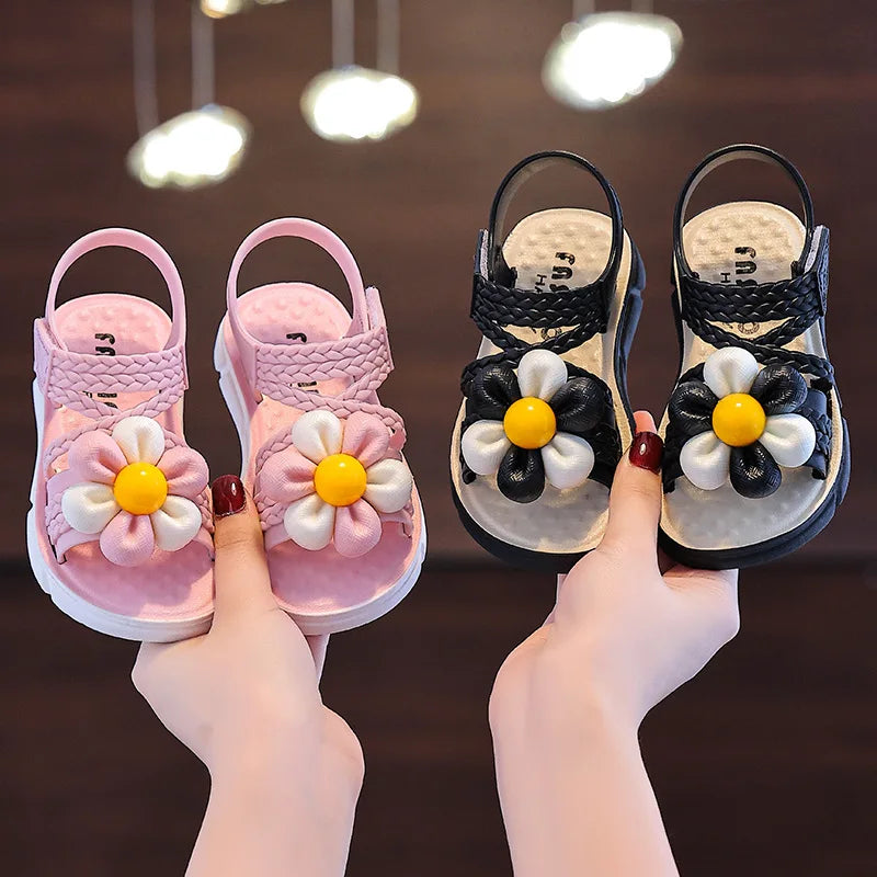 2026 New Summer Children Slippers Flower Pattern Lithe Comfort Sandal For Aged 2-8 Girls Non-slip Seabeach Flip Flops