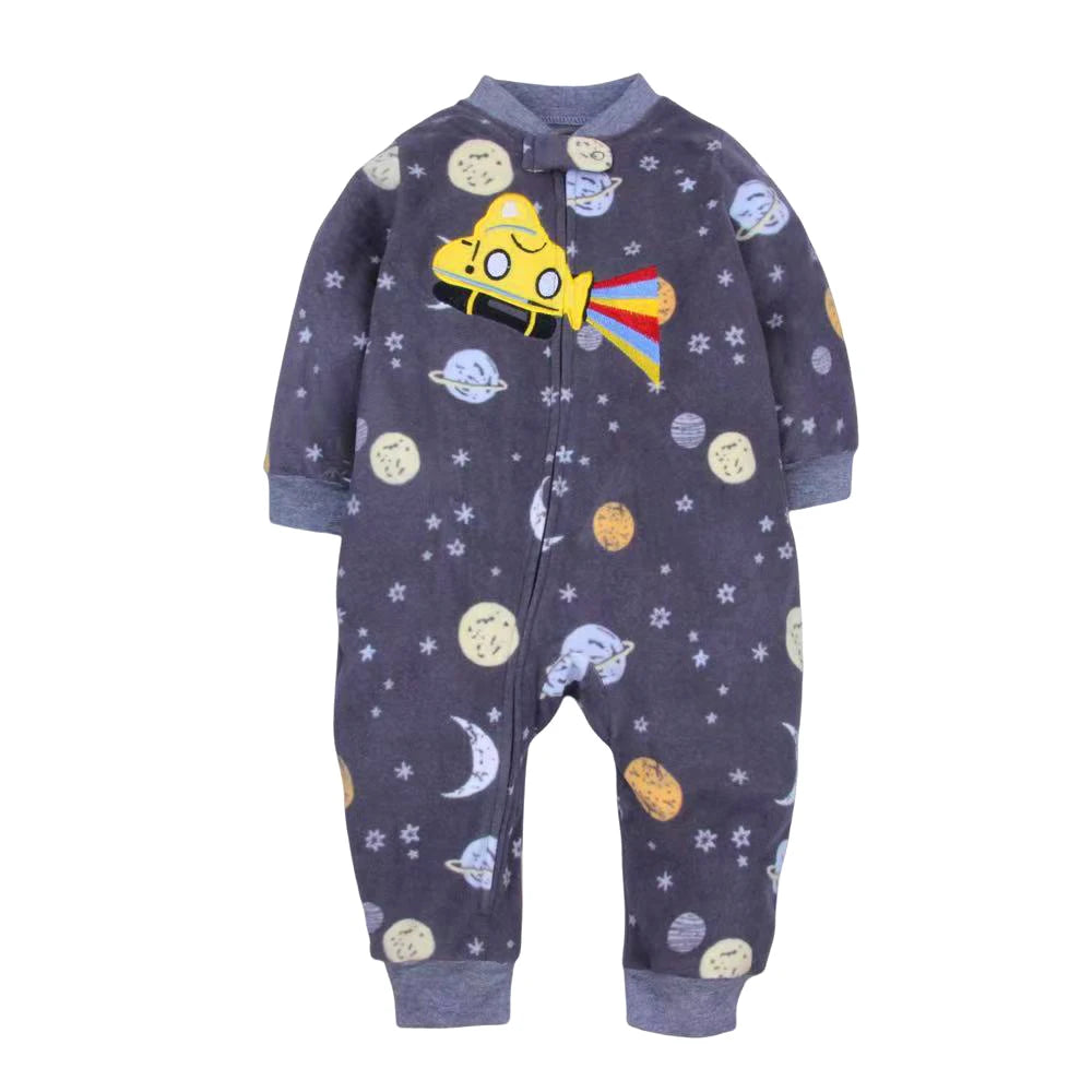 Spring Autumn Baby Boy Rompers Zipper Fleece Warm Pajamas Newborn Outfit Dinosaur Jumpsuit Infants Boy Clothing 9 -24 Months