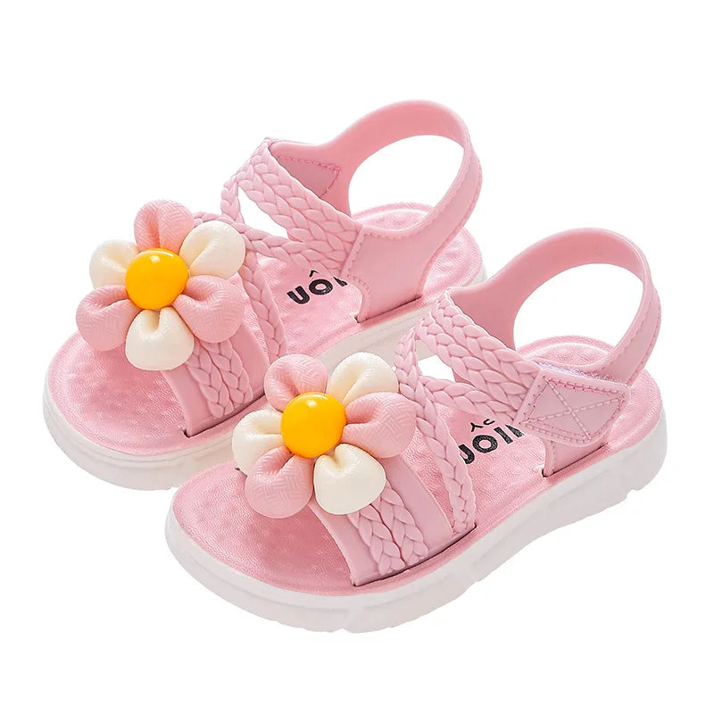 2026 New Summer Children Slippers Flower Pattern Lithe Comfort Sandal For Aged 2-8 Girls Non-slip Seabeach Flip Flops