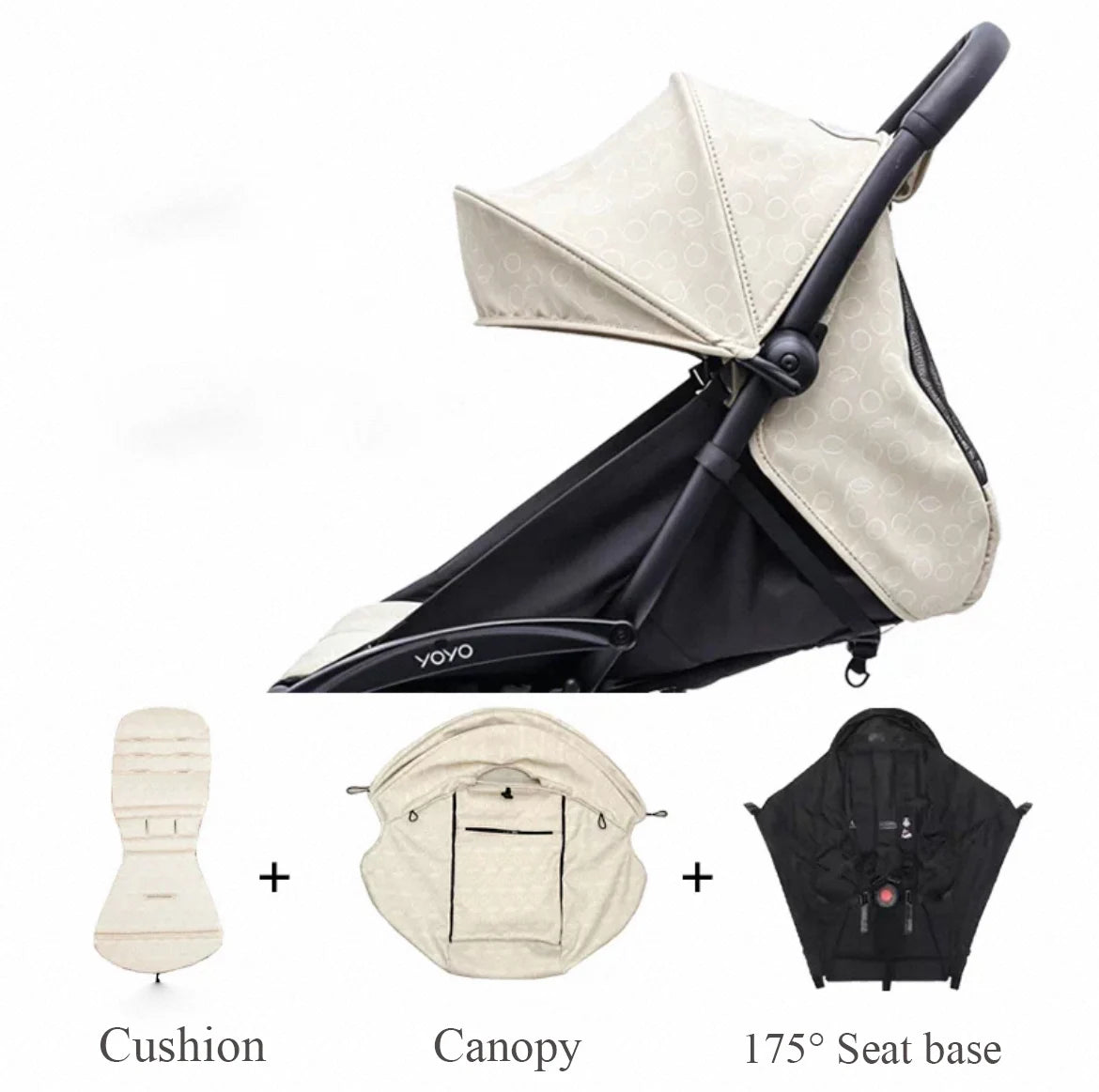 3Pcs /Set 175° Strollers Accessories Sunshade Covers Seat Cushion With Breathable Mesh Canopy Seat Liner Fit YOYO+/YOYO2/YOYO3