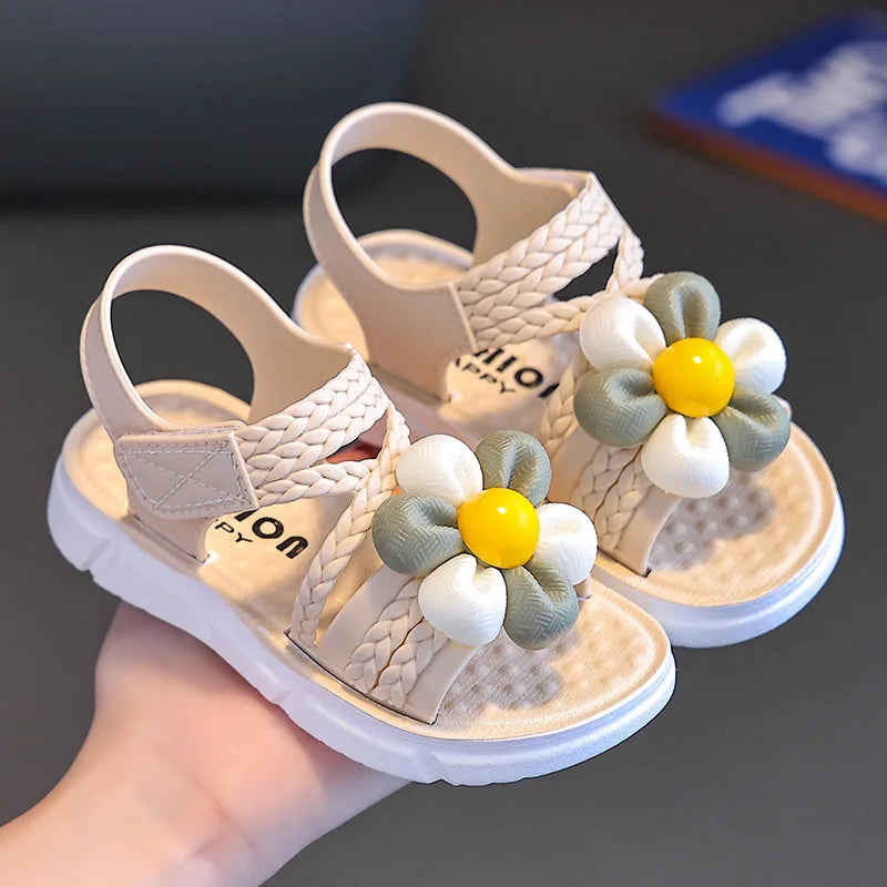 2026 New Summer Children Slippers Flower Pattern Lithe Comfort Sandal For Aged 2-8 Girls Non-slip Seabeach Flip Flops