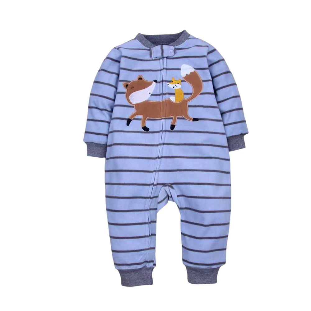 Spring Autumn Baby Boy Rompers Zipper Fleece Warm Pajamas Newborn Outfit Dinosaur Jumpsuit Infants Boy Clothing 9 -24 Months